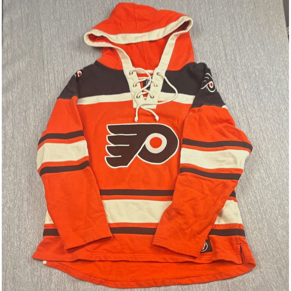 '47 Brand Philadelphia Flyers Superior Lacer Hoodie Men Large Orange NHL Jersey